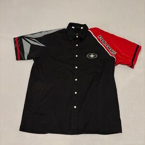 Pure Polaris Racing Shirt Mens Large Black Dragon DuPont Button Up Y2K Grunge